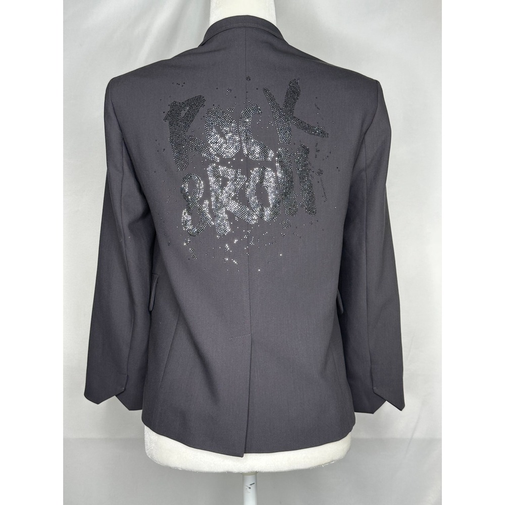 Zadig & Voltaire Verys Bis Rock Blazer Grey Embellished Rock & Roll Y2K 36